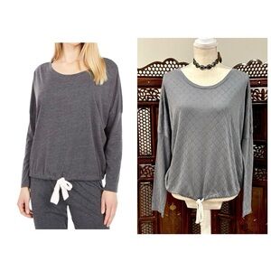 EBERJEY L/XL/0X DIAMOND SLOUCHY DRAWSTRING TOP TENCEL MODAL GREY ATHLEISURE